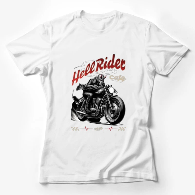 Hell Rider Vintage Cafe Racer Devil Motorcycle Art Female T-Shirt