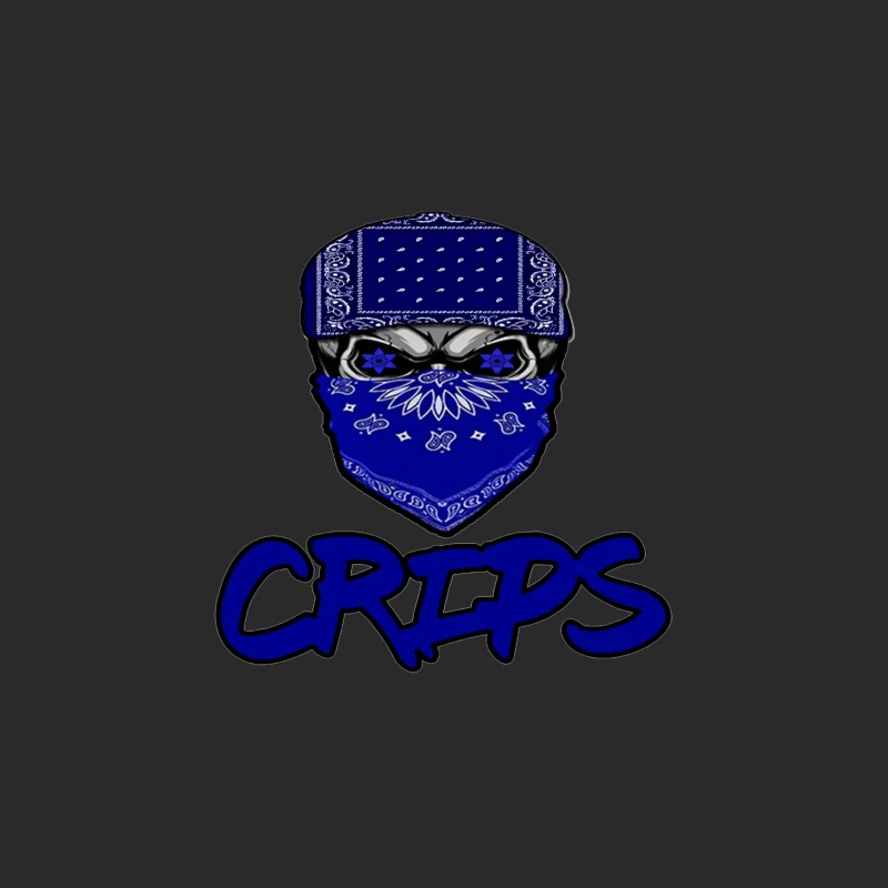 Blue Bandana Skull with Crips Gang Symbol Baseball Cap