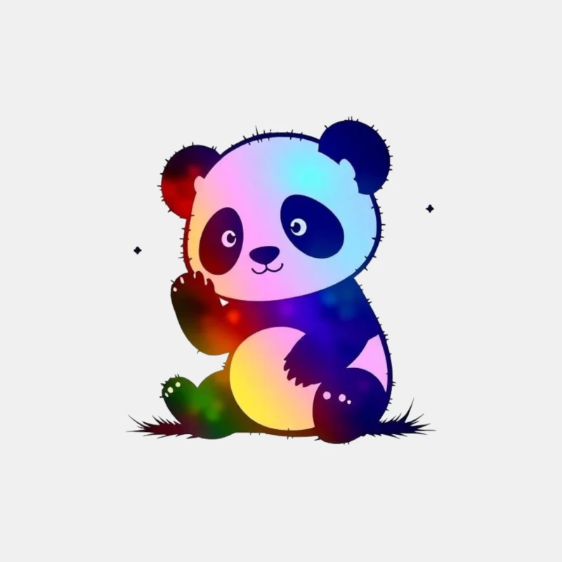 Cute Rainbow Gradient Panda Cartoon Illustration Male Tank Top