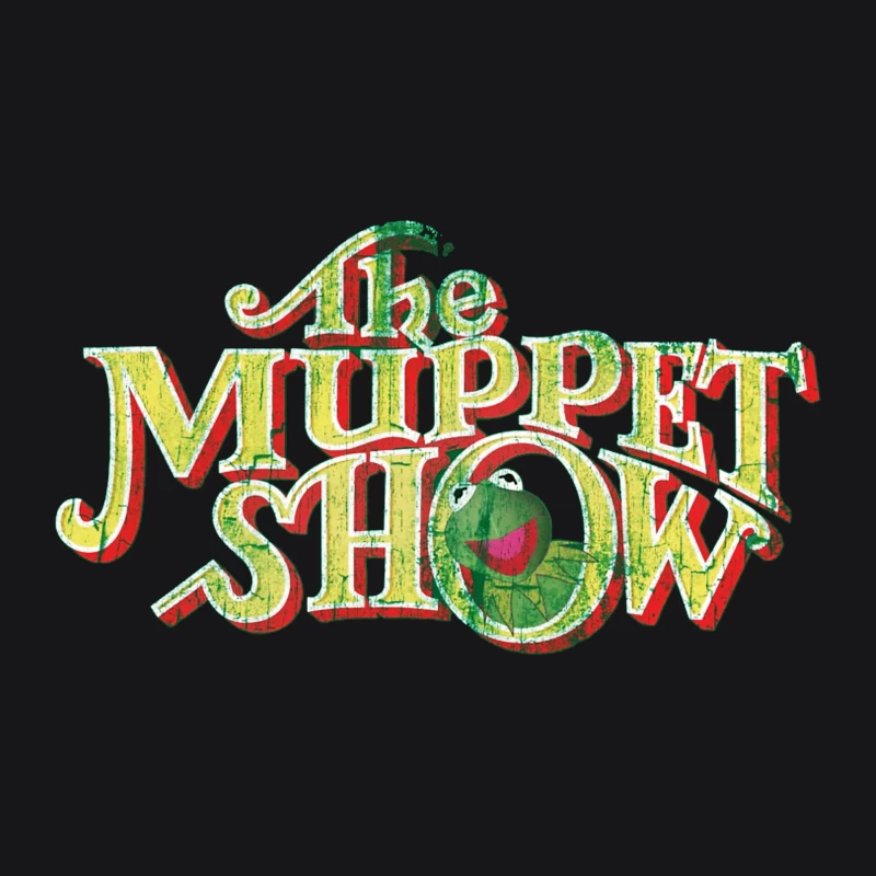 Vintage Logo Design of The Muppet Show with Green Frog Character Female Pullover Hoodie