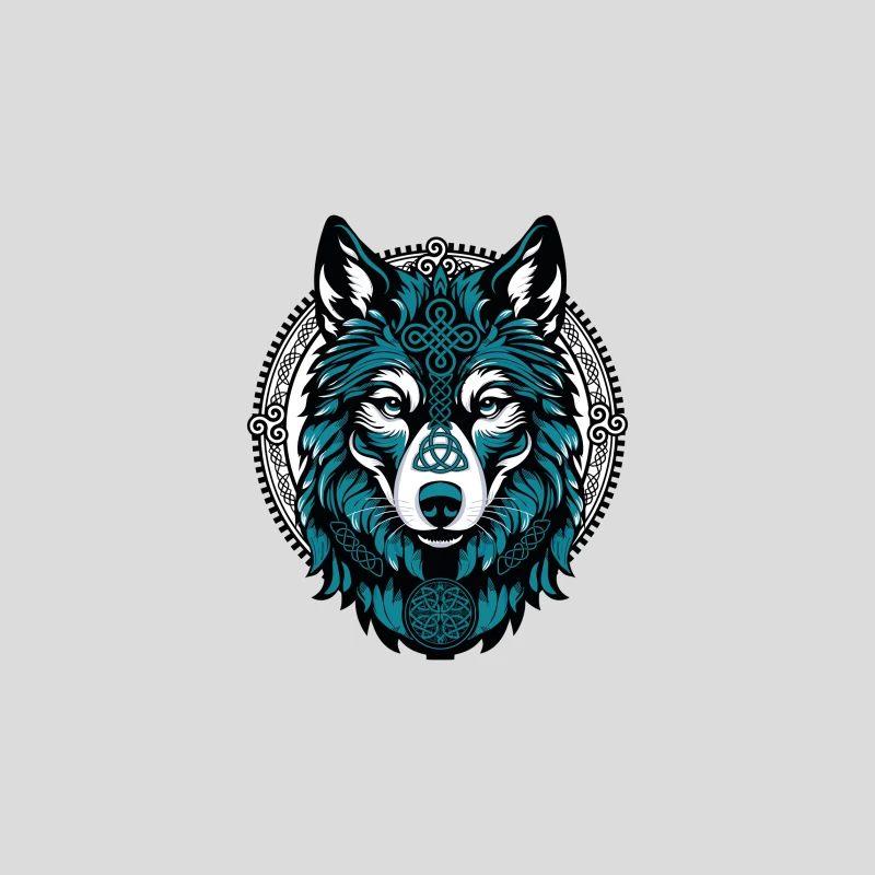 Majestic Celtic Wolf – Teal Knotwork Design Baseball Cap