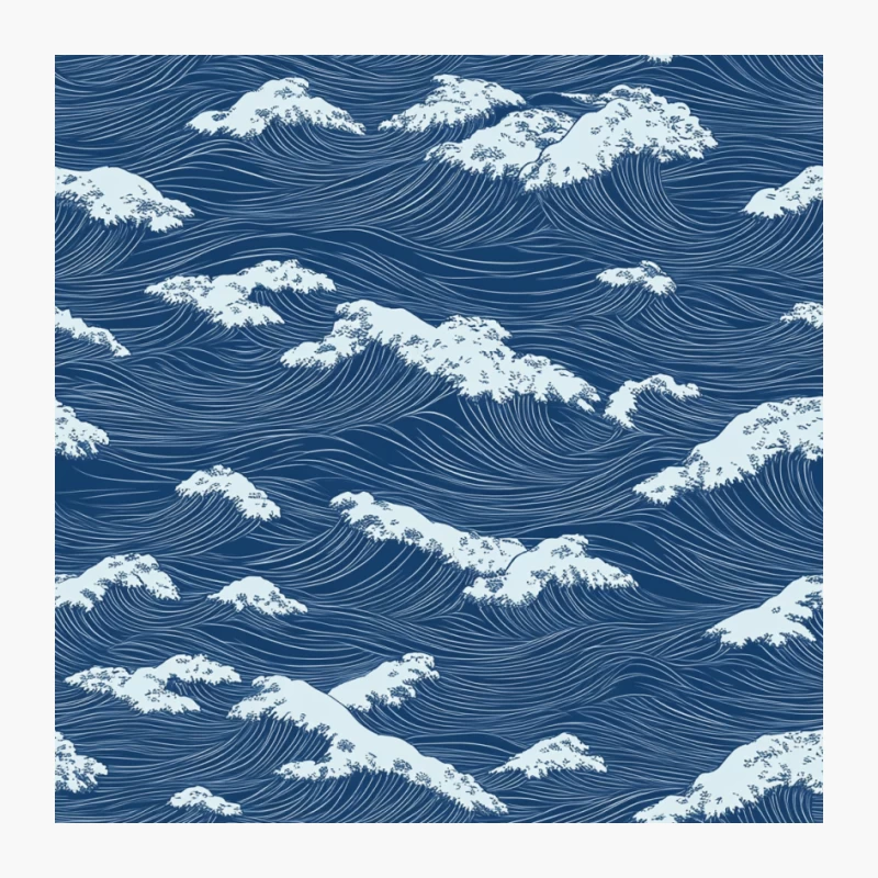 Stylized Ocean Waves in Japanese Art Pattern Pin