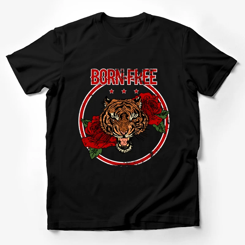 Tigre audacieux avec roses Homme T-Shirt