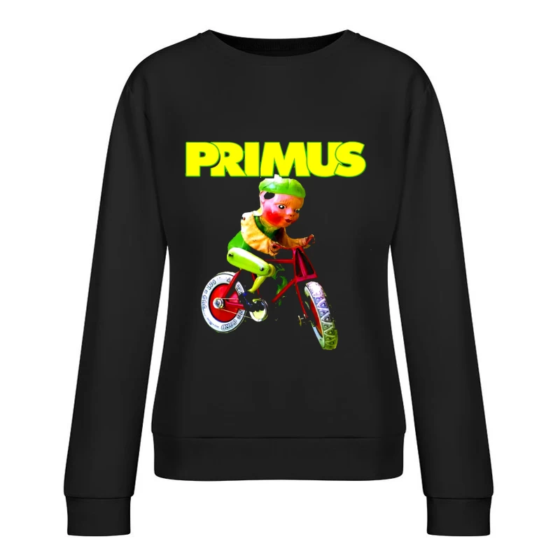 Primus Band Logo with Surreal Vintage Toy Bicycle Art Female Pullover Sweatshirt