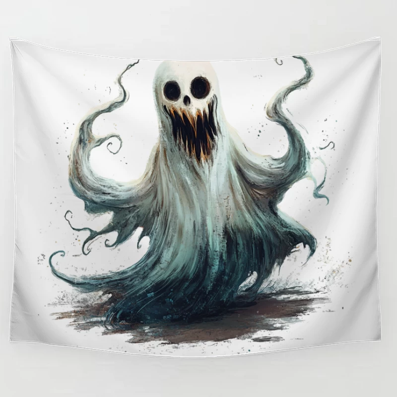 Ethereal Ghost Monster with Haunting Expression Tapestry