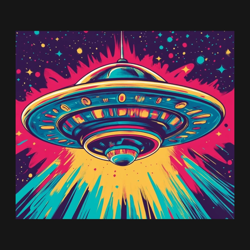 Retro Psychedelic UFO in Cosmic Space Mouse Pad