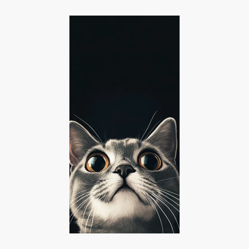 Wide-Eyed Feline: Close-up Cat Portrait on Dark Background iPhone Case