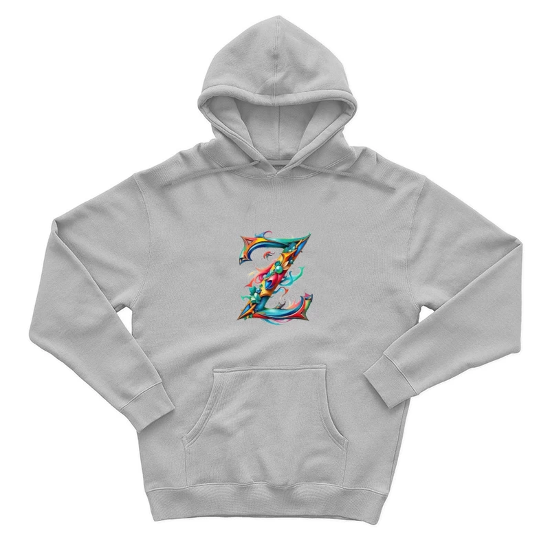 Ornate Floral Letter Z in Vibrant Colors Male Pullover Hoodie