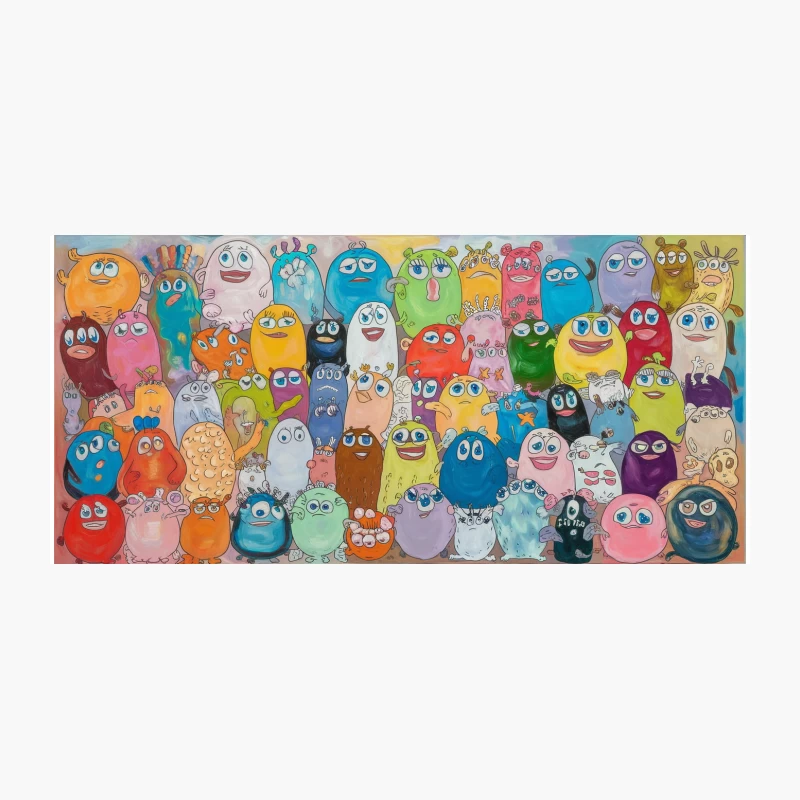 Colorful Crowd of Cute Cartoon Creatures Coffee Mug