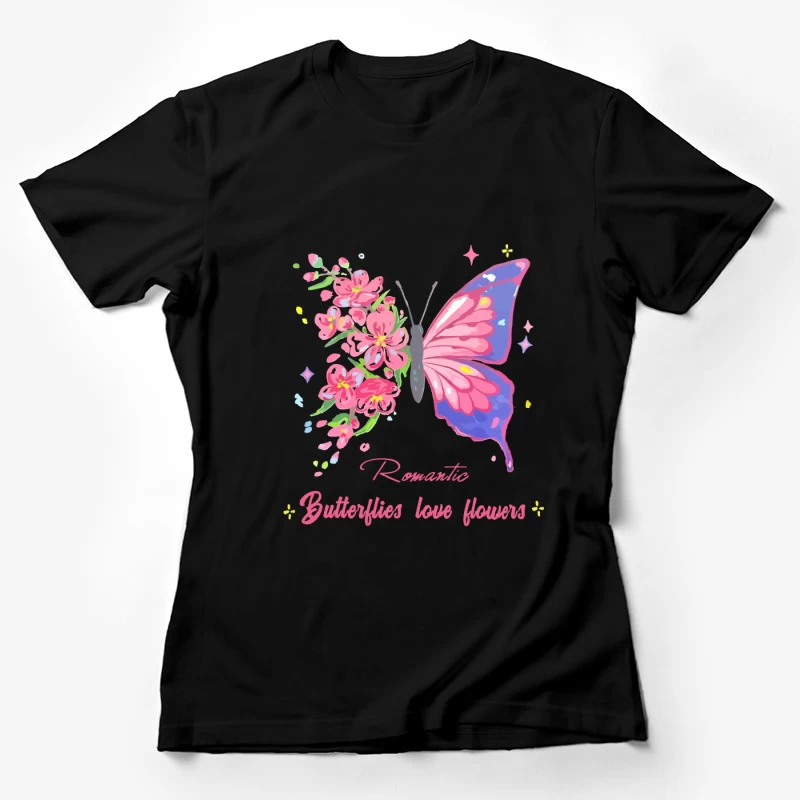 Romantische Schmetterlinge und Blumen Damen T-Shirt