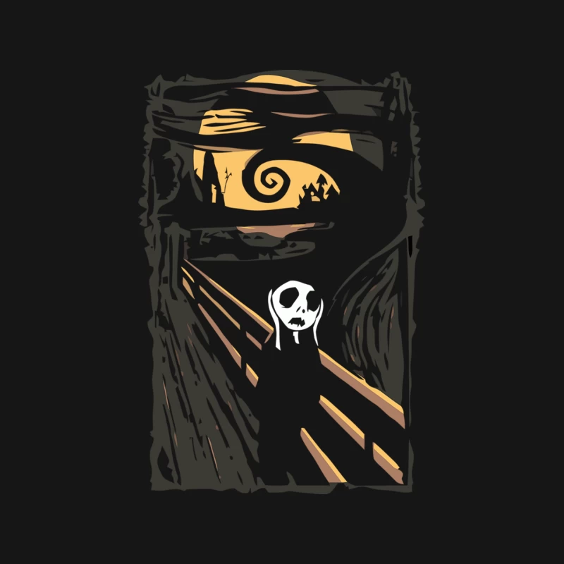 Minimalist Woodcut-Inspired Abstract with Orange Accents Mouse Pad