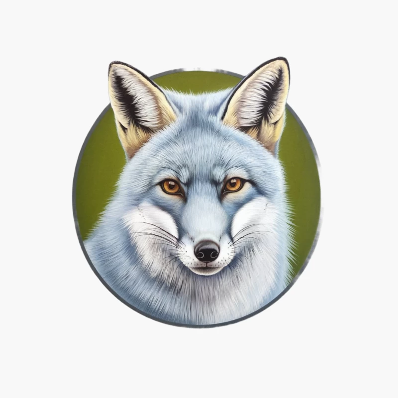 Enchanting Digital Fox Portrait: Wildlife Illustration on Green Cotton Tote Bag