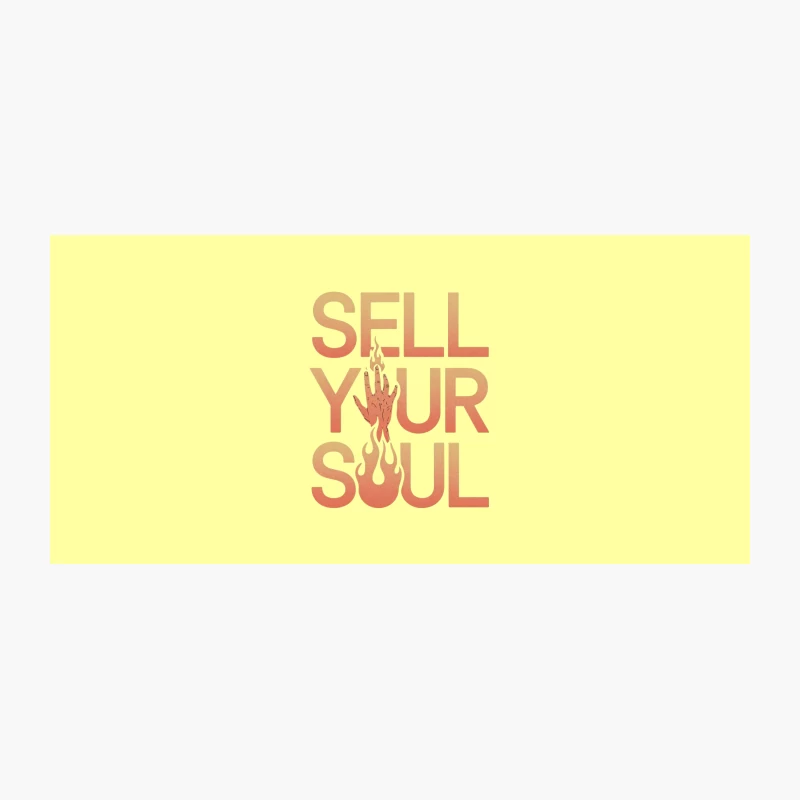 Retro Typography: Sell Your Soul with Flaming Hand Illustration Coffee Mug