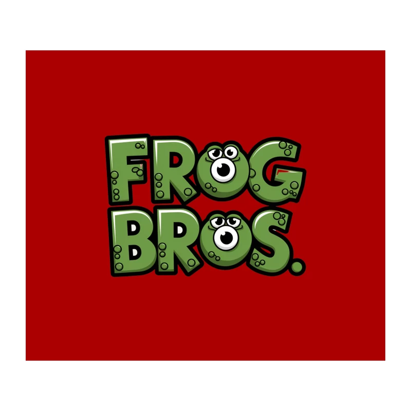 Cartoon Frog Brothers Logo in Green Typography Tapestry