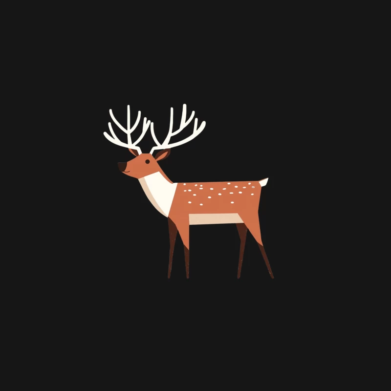 Minimalist Cartoon Deer Wildlife Illustration Female Long Sleeve T-Shirt