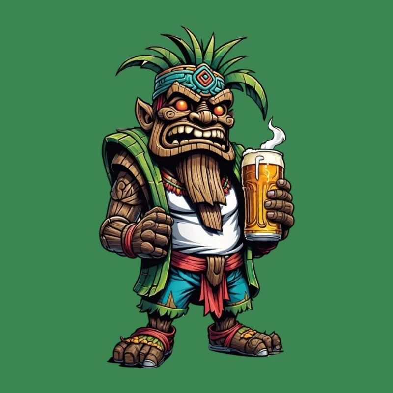 Angry Tribal Character with Beer Pin