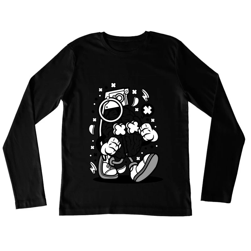 Personnage de dessin animé éclatant d'énergie Femme Manches Longues T-Shirt