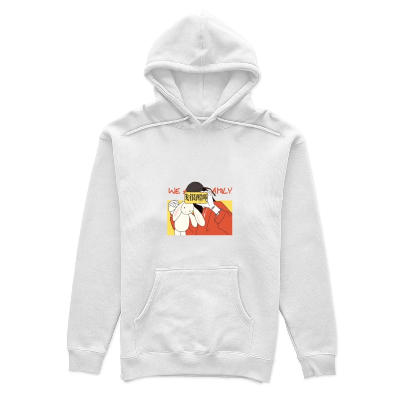 Mädchen mit Häschen und Schild Damen Pullover Hoodie