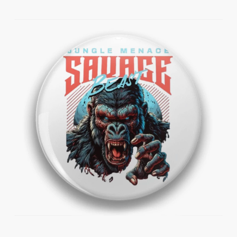 Savage Jungle Gorilla Monster Retro Art Design Pin