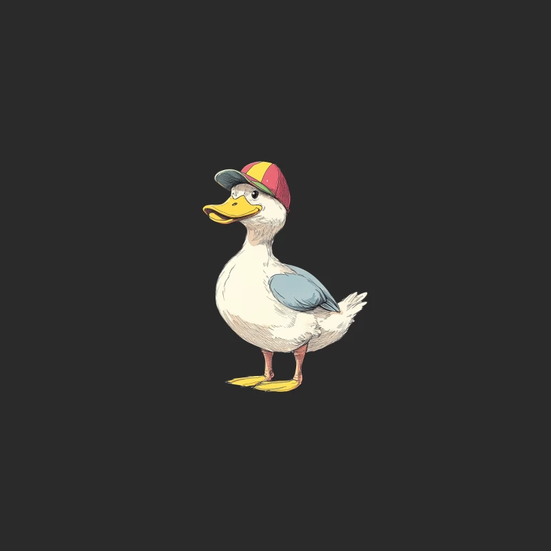 Cute Cartoon Duck Wearing Colorful Baseball Cap Baseball Cap