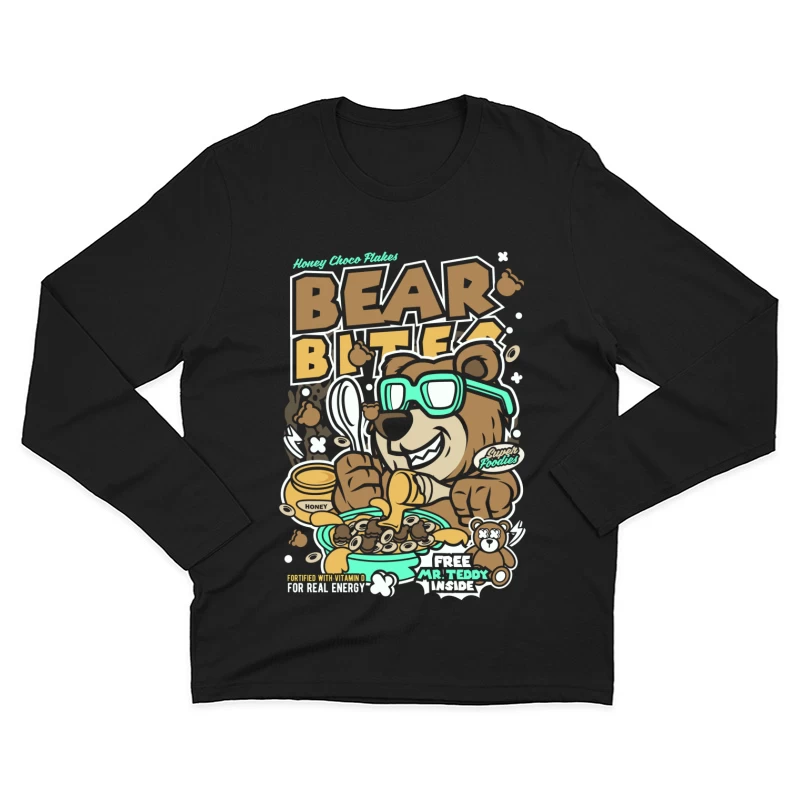 Petit-déjeuner gourmand avec ours et céréales Homme Manches Longues T-Shirt