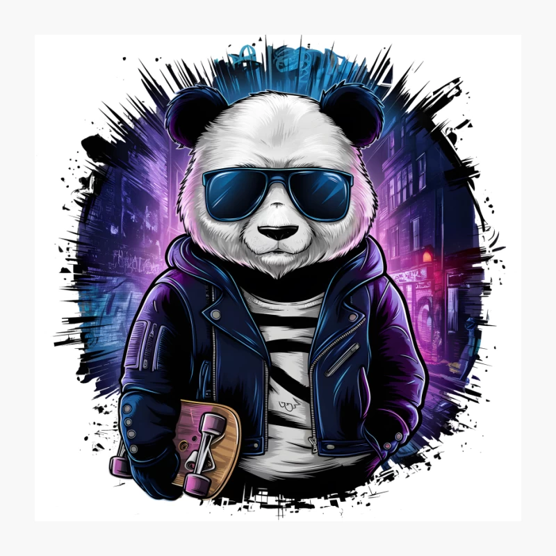 Cool Urban Panda with Sunglasses and Skateboard Pin