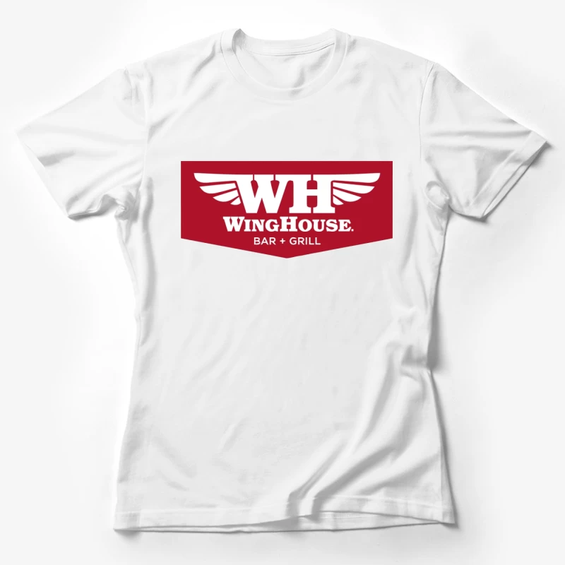 WingHouse Bar & Grill Restaurant Logo with Wings Design Female T-Shirt