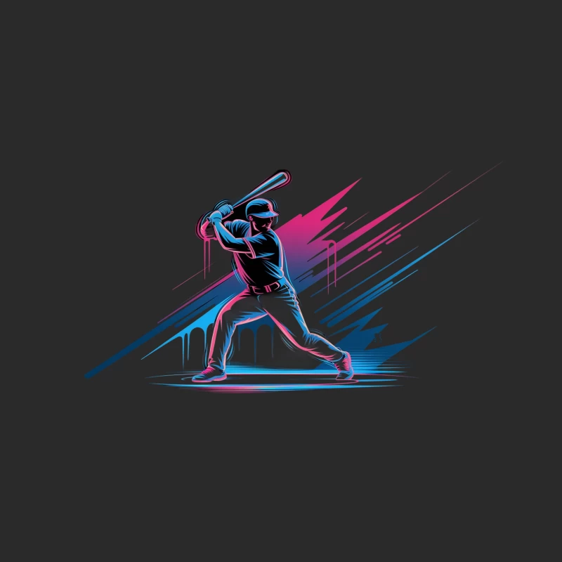 Dynamic Baseball Batter Illustration with Colorful Motion Graphics Baseball Cap