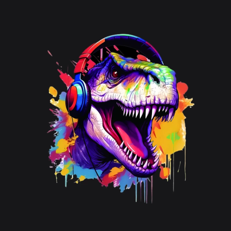 Dinosaurier mit Kopfhörern in bunten Farben Damen Pullover Hoodie