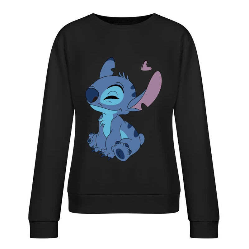 Süßer blauer Alien-Charakter mit Herz Damen Pullover Sweatshirt