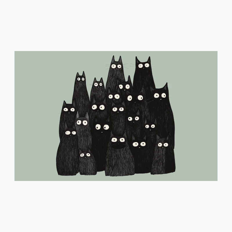 Cute and Spooky: A Gathering of Big-Eyed Black Cartoon Cats Travel Mug