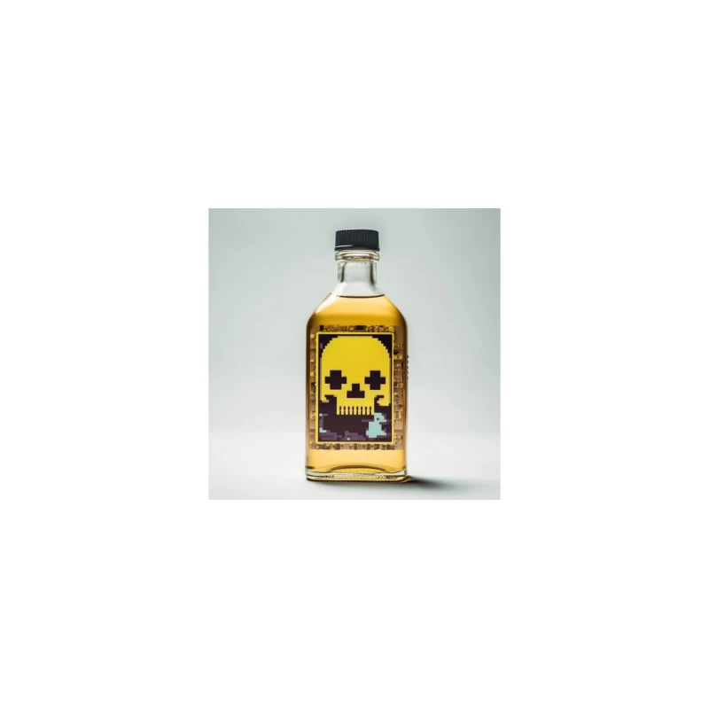 Pixel Art Skull Liquor Bottle with Retro Gaming Design Coffee Mug