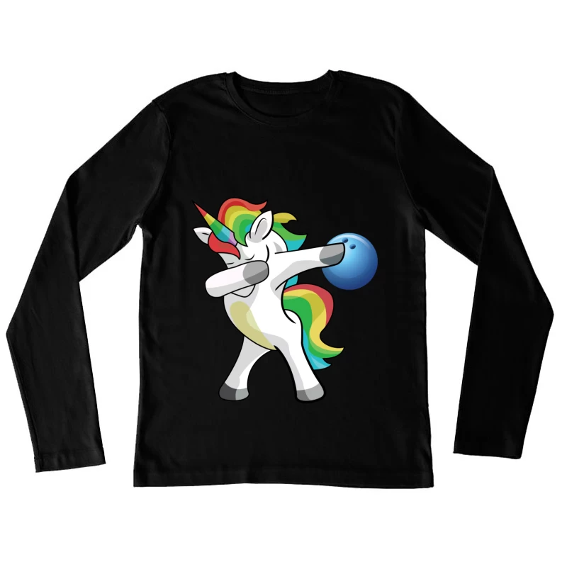 Licorne Dab avec Bowling Arc-en-ciel Femme Manches Longues T-Shirt