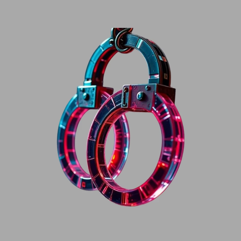 Illuminated Cyberpunk Handcuffs with Neon Pink and Blue Glow Male Pullover Hoodie