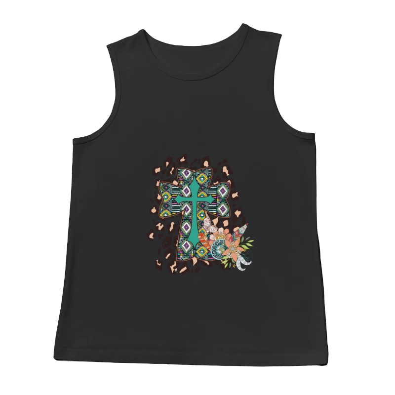 Dekoratives Kreuz mit Blumen und Mustern Herren Tanktops