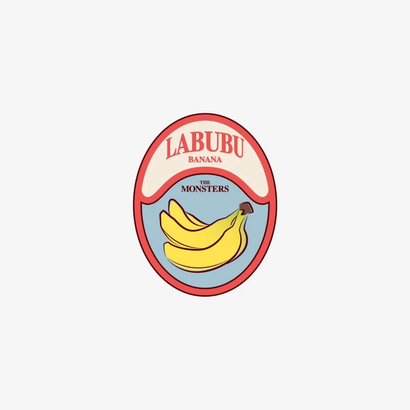 Labubu Bananen Grafik Abzeichen Herren Langarm T-Shirt