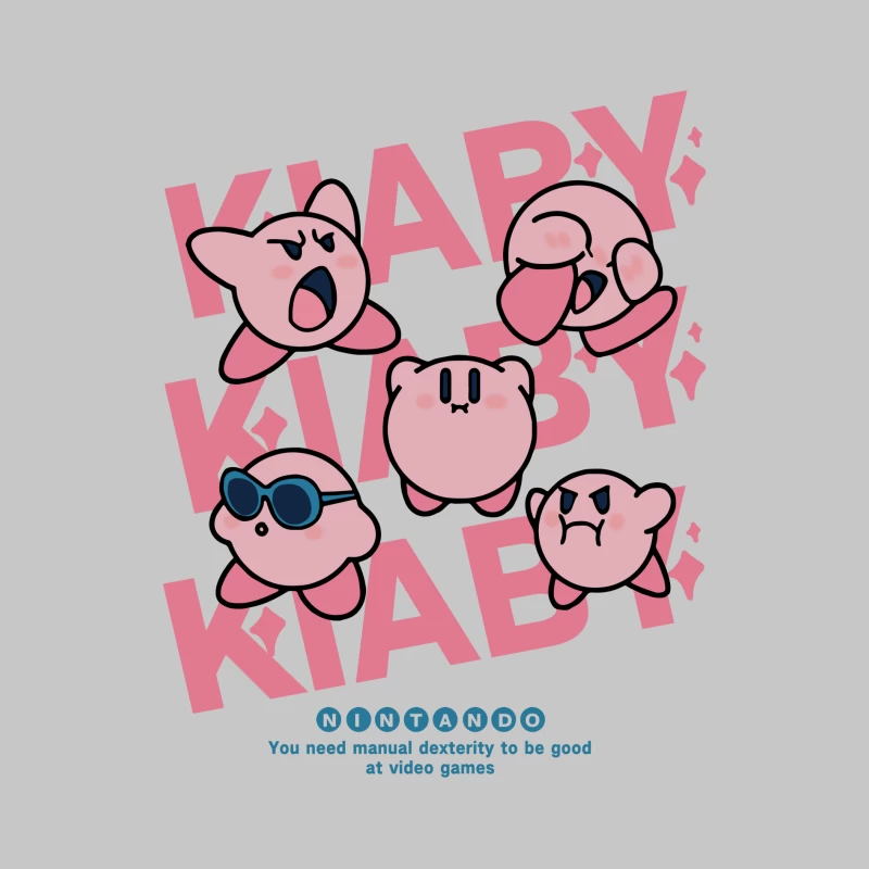 Verschiedene Kirby-Ausdrücke Design Herren Langarm T-Shirt