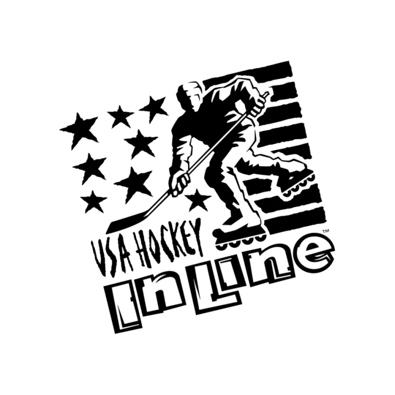 USA Inline Hockey Sports Logo with Stars and Stripes Design Pin