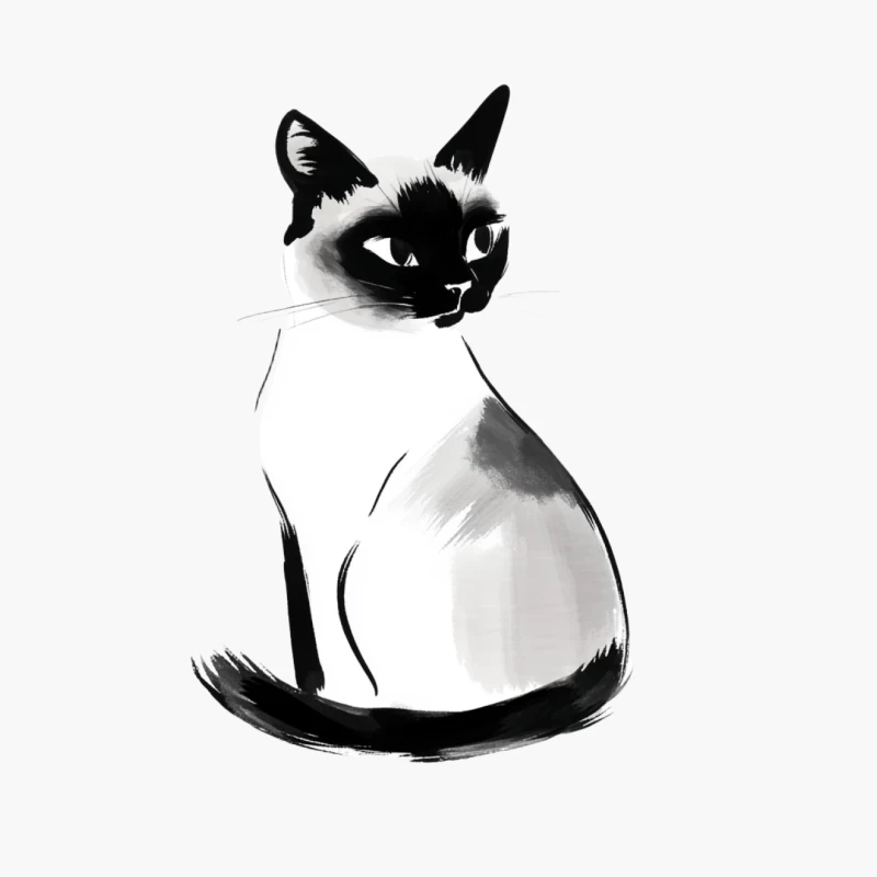Minimalist Ink Portrait of Siamese Cat Cotton Tote Bag