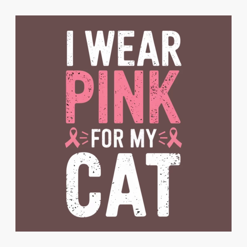 Pink Ribbon Cat Support: Breast Cancer Awareness Campaign Pin