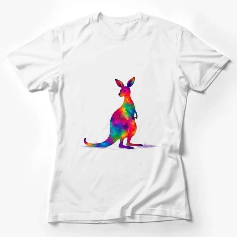 Rainbow Watercolor Kangaroo Art Female T-Shirt