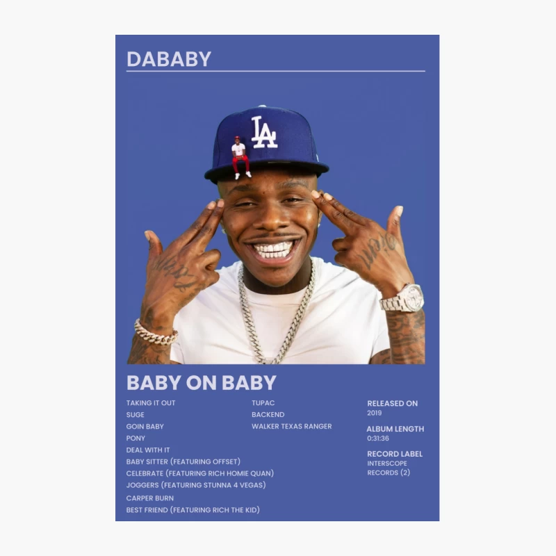 DaBaby: Rapper Flashes Smile in LA Dodgers Cap for Album Cover Cotton Tote Bag