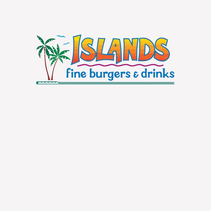 Islands Restaurant Tropical-Themed Burger & Drinks Logo Male T-Shirt