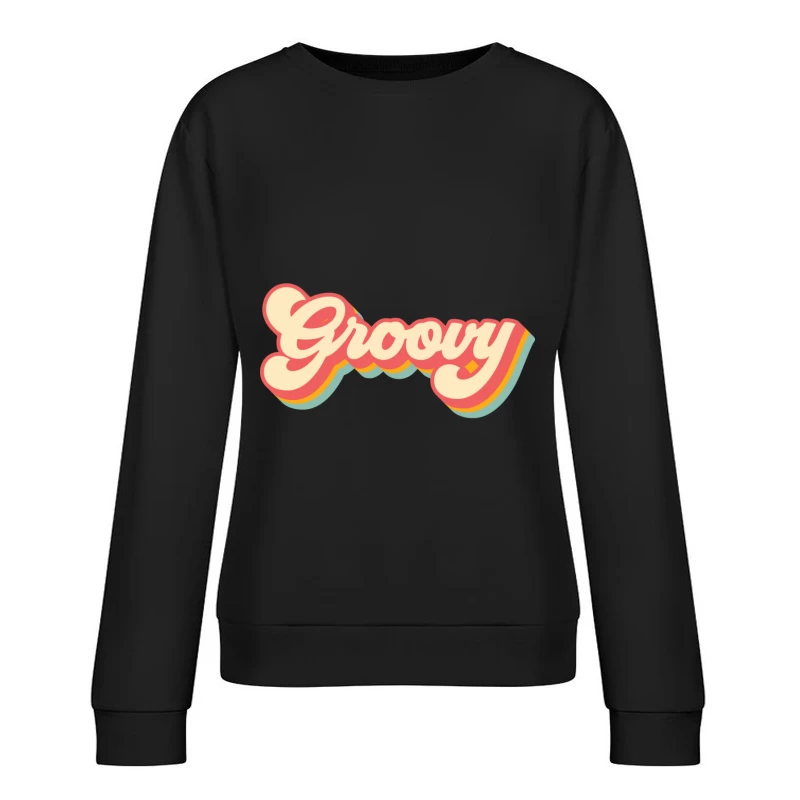 Retro Groovy Schriftzug Damen Pullover Sweatshirt