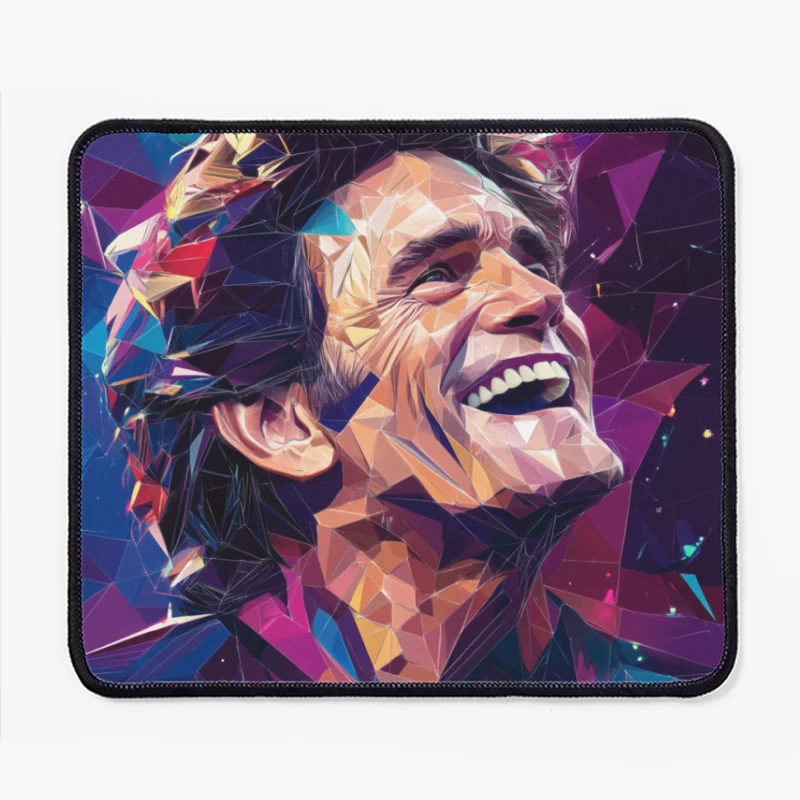 Vibrant Geometric Portrait: Abstract Pop Art Fusion Mouse Pad