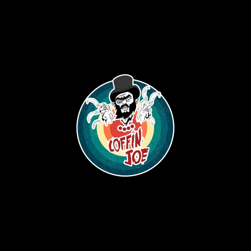 Coffin Joe: Retro Horror Logo with Bearded Character and Ghosts Travel Mug