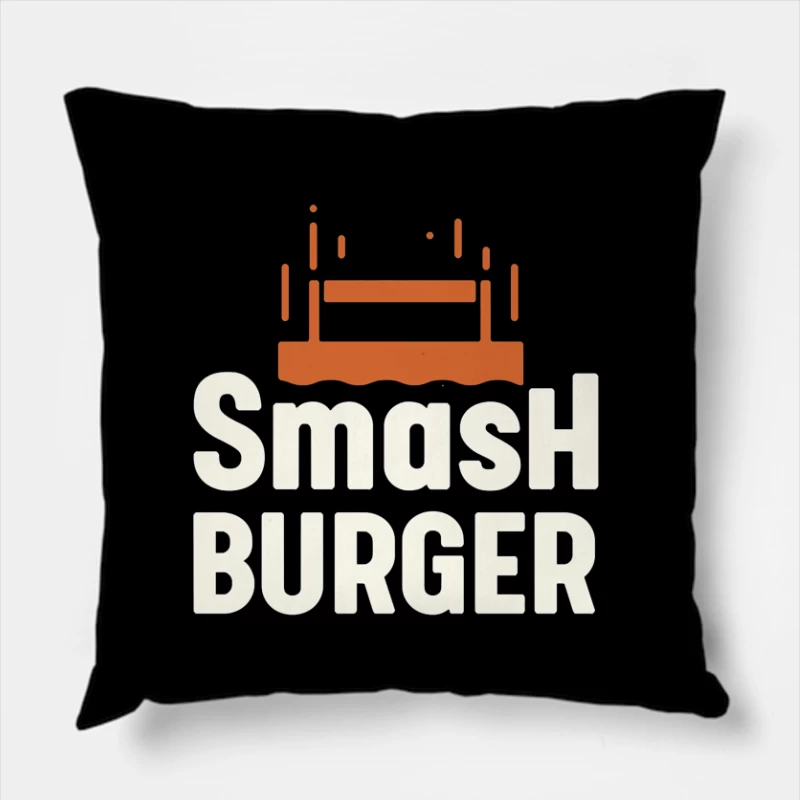 Smash Burger Minimalist Restaurant Logo Design Throw Pillow