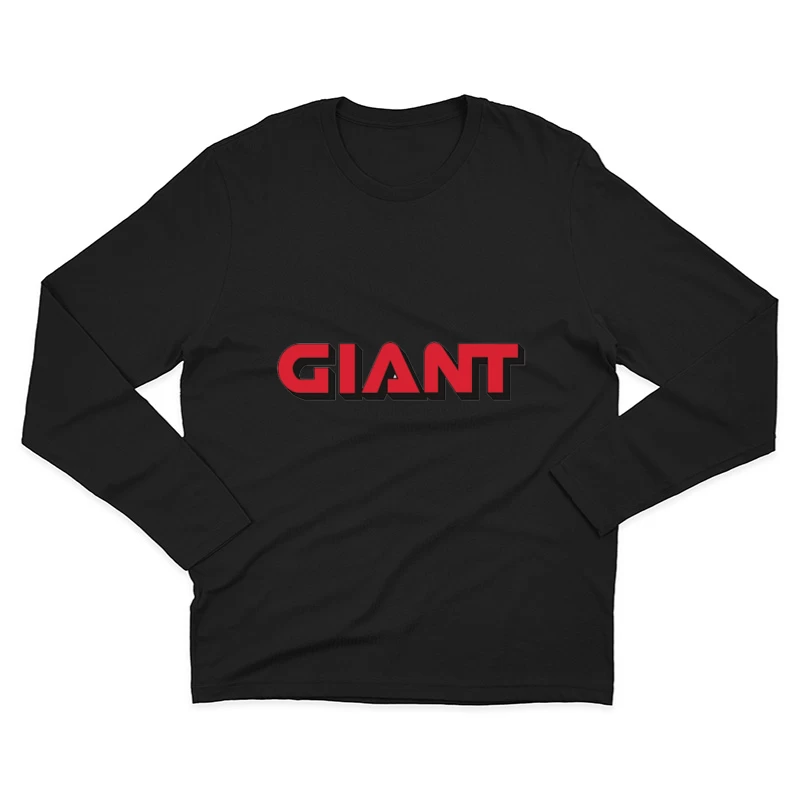 Giant Red and Black Brand Logo Typography Male Long Sleeve T-Shirt