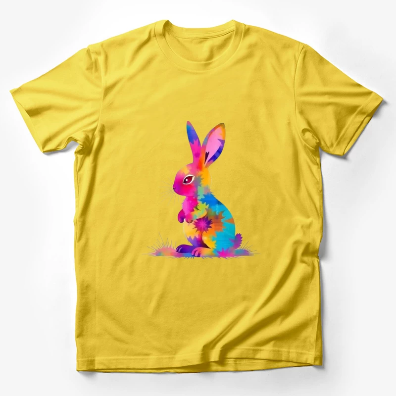 Vibrant Tie-Dye Watercolor Bunny Illustration Male T-Shirt