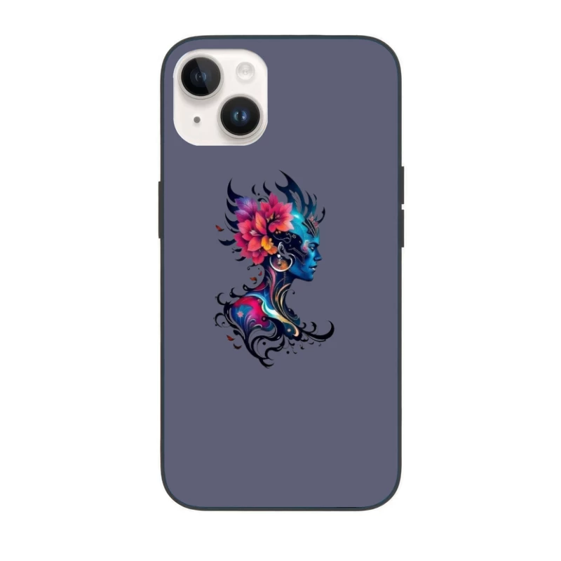 Colorful Abstract Silhouette with Flowers iPhone Case